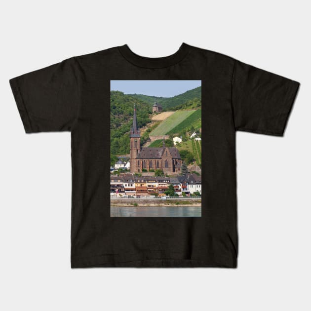 Old town, church, Lorchhausen, Rhineland-Palatinate, Germany, Rhine, Middle Rhine Kids T-Shirt by Kruegerfoto